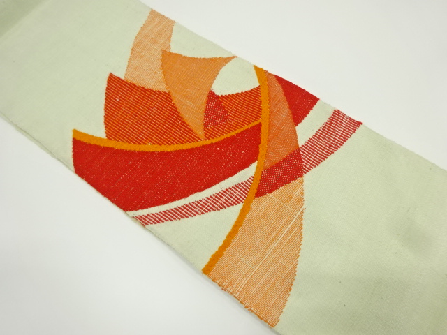 アンティーク　手織り真綿紬抽象模様織り出し名古屋帯